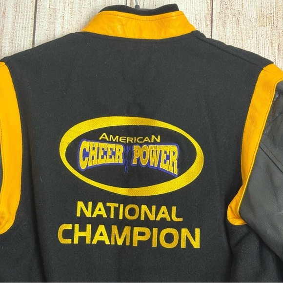 Vintage 90s American Cheerleader National Champion wool leather Jacket Small - Picture 8 of 10